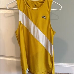 Tracksmith Yellow and White Van Cortlandt Singlet